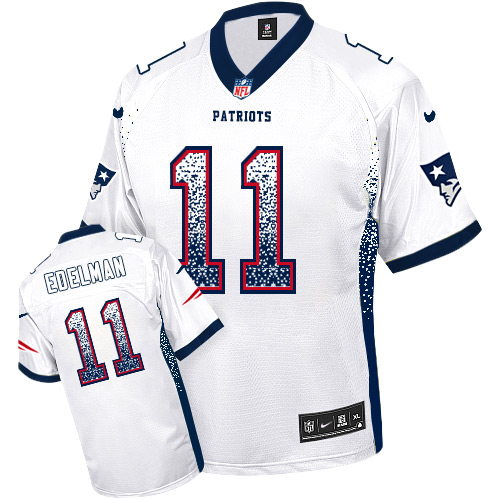 Nike Patriots #11 Julian Edelman White Men's Stitched NFL Elite Drift Fashion Jersey - Click Image to Close